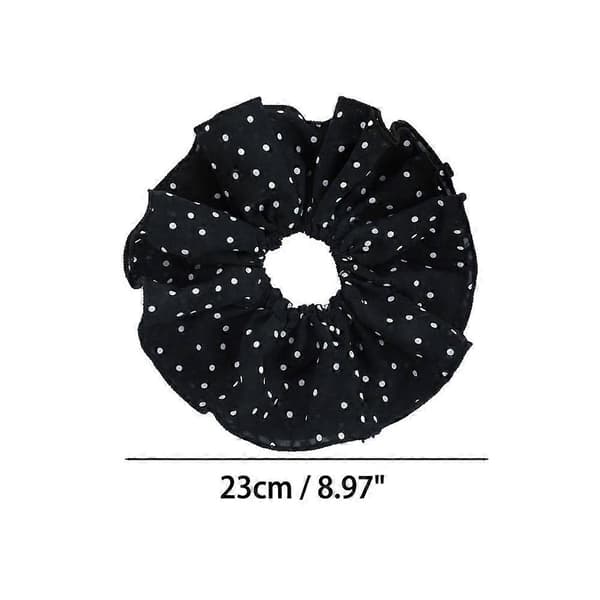 Koreansk Polka Dot Hårelastik - Tyktarms Scrunchie til Kvinder White