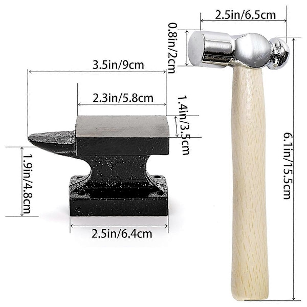 1,1 Lbs Lille Horn Ambolt Bænkblok med Metalstemplingshammer til Smykkefremstilling & Reparation, Støbt