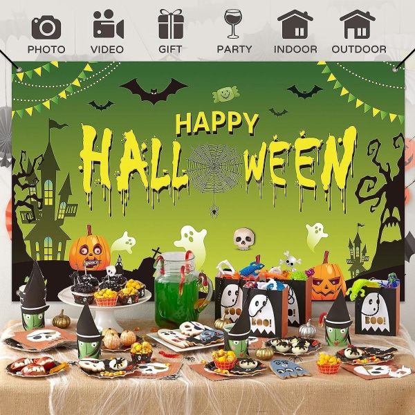 Halloween-koristeet, Vihreä Halloween-bannerin taustasisustus, Happy  Halloween -banneri Halloween-juhla-taustalle, Ihanteellinen kotipuutarhaan  sisätiloihin 09c4 | Fyndiq