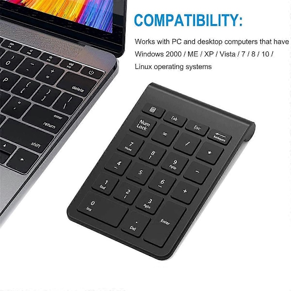 2.4G langaton mini kannettava ergonominen numeronäppäimistö