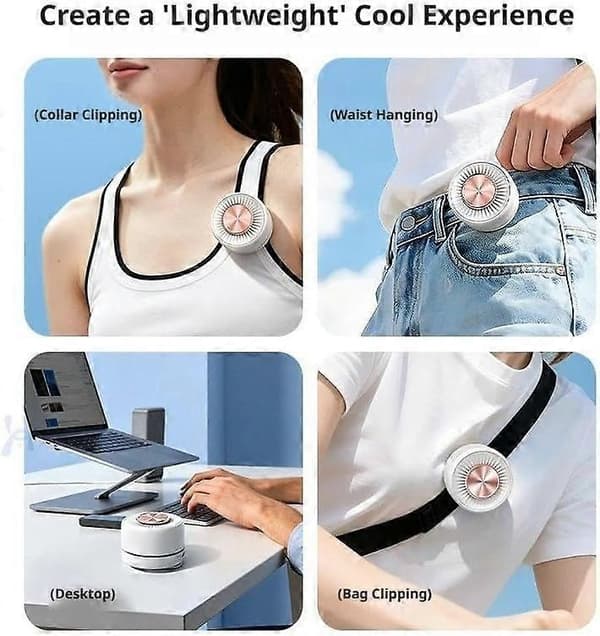 Clip On Ventilator Letvægts Bærbar Halskøleventilator, Multi-hastighed USB-drevet Kompakt Sommer Pendler Vandreventilator blue 1pcs