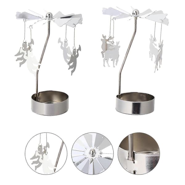 2 stk. Dekorative julelysestaker Tealight Holder Julelysestake Roterende