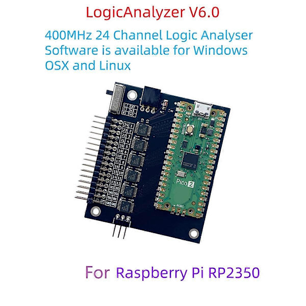 Logikanalysator V6.0 RP2350 Pico 2 400MHz 24 Kanalers Logikanalysator Programvara Finns Tillgänglig för Windows