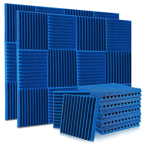 24-pack Akustikskumpaneler 1X12X12 tum, Ljudisolerade Väggpaneler med Brandsäkert Ljud, Ljudpaneler Kilformade för Studios, Hem