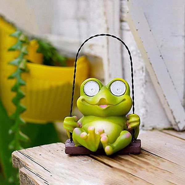 Froskelampe Søt Dekorlampe Med Solar Figur Utendørs Solar Figur Ornament Swing Swing Borddekorasjon For Hage Patio Plen