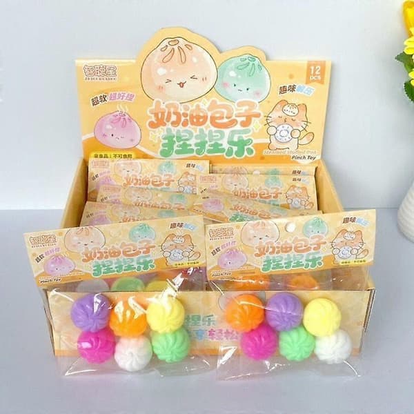 Søde Mini Flødebolle Squishies med Damperboks Langsom Stigning Sensorisk Legetøj til Stresslindring, Blød Silikone Fidget Bold, Sikker mod Angst & Fokus, Gaveklar 2PCS