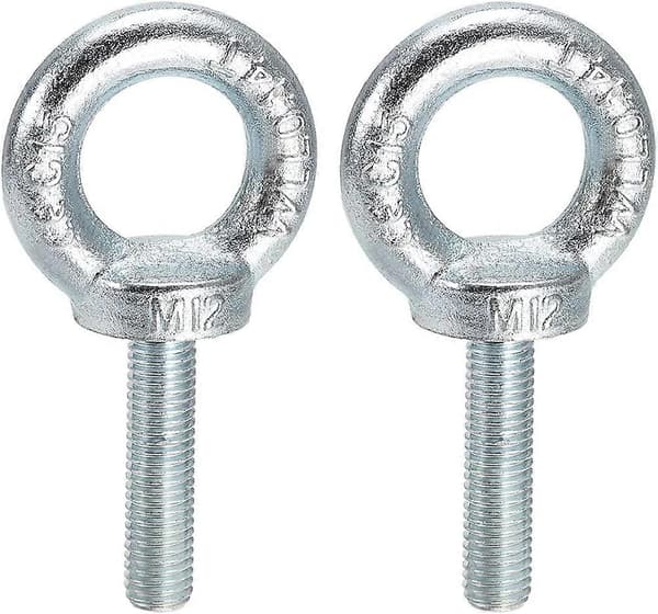 sourcing map Løfteøje Bolt M12 x 43mm Han Gevind Rustfrit Stål til Ophængning Pakke med 2