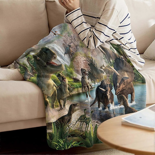 Flanell Fleece Filt för Soffa Säng Vulkan Dinosaurie Samling Mjuk Mysig Lättviktig Sängfilt för Barn/Vuxna/Flickor/Pojkar 150x200cm Dinosaurie2al