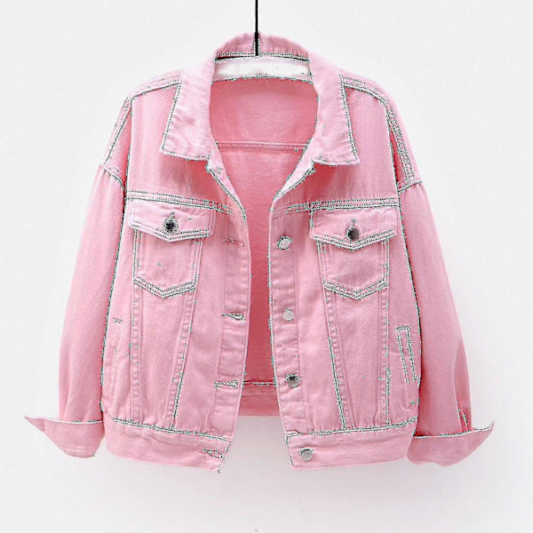 Dame Forår og Efterår Frakker Varm Ensfarvet Langærmet Denim Jakke Overtøj