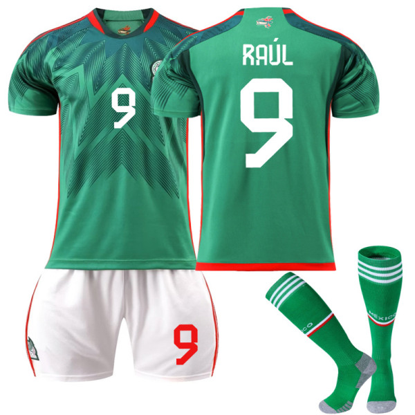 22-23 VM Mexico fotballdrakt nr. 14 hjemmetrøye nr. 9 Raul 22 Lozeno-drakt NO.9 RAUL XL