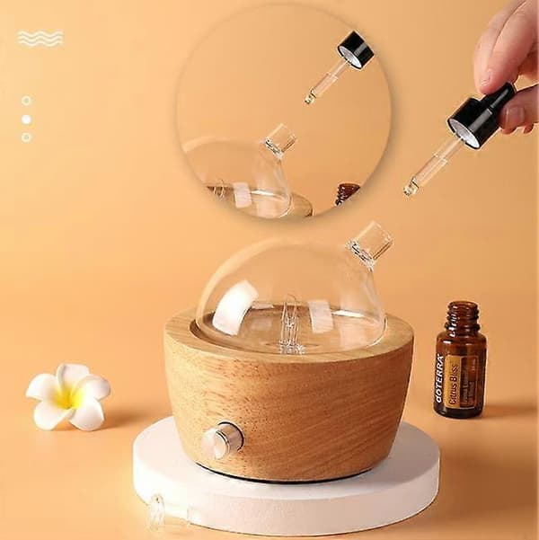 Glas Æterisk Olie Diffuser Ægte Træbase 2023 Opgradering Aromaterapi Diffuser Aroma Diffuser Luftfugter Egnet til Hjemmekontor Soveværelse