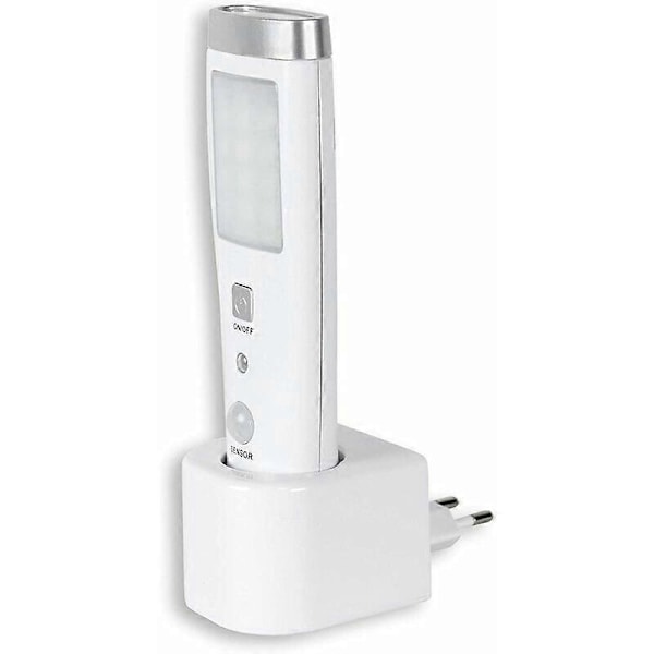Nödladdningsbar induktionsficklampa med närvarodetektor, 60° detektering, 15 LED, vitt ljus