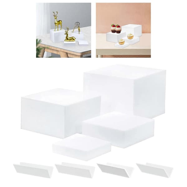 4 stk. Akryl Buffet Risers 5 Sidede Nesting Risers til Samling af Kosmetik