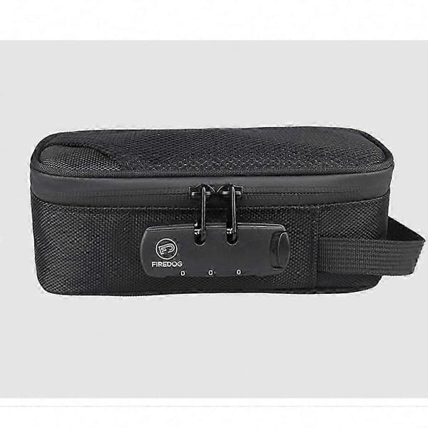 Luktsikker pose med lås, karbonfôret luktsikker etui for reiseoppbevaring, stash-beholder, kullpose Black
