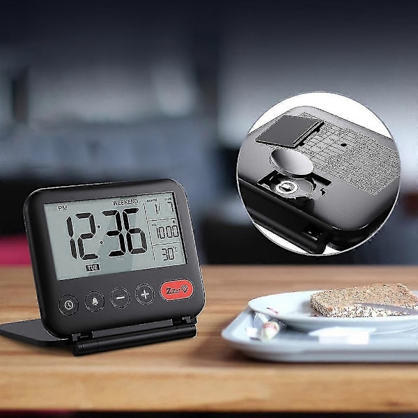 Vikbar Digital Reseväckarklocka Hopfällbar Sängklocka Med Snooze-läge