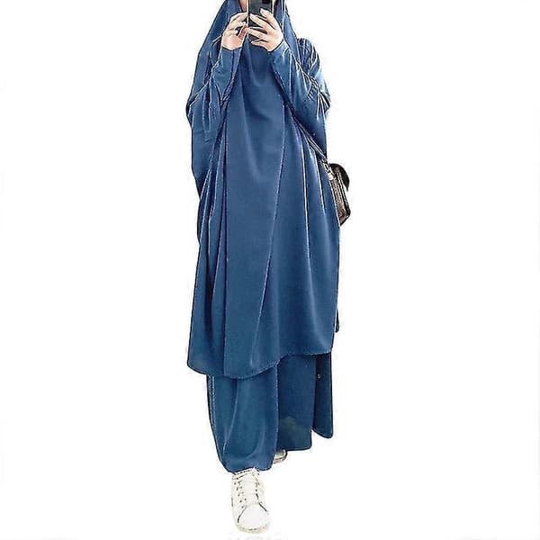 Uae Saudi Solid Robe Klänning Huvförsedd Kostym Etniska Kläder sky blue