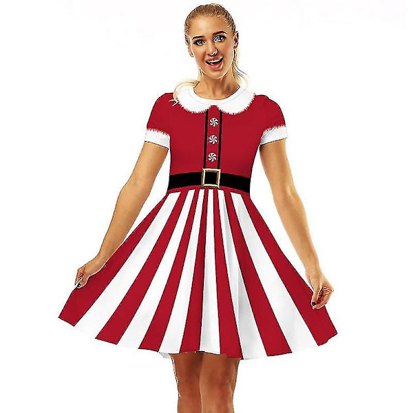 3d Ugly Christmas Print Klänning Kortärmad Unik Flare Klänning Jul Kvinnor Fest Korta Klänningar För Sommar Höst XL