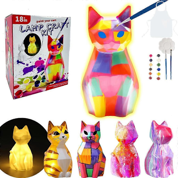 Kunstnerisk Malersæt til Børn Katte Lampe Kreativ Fødselsdagsgave til Småbørn