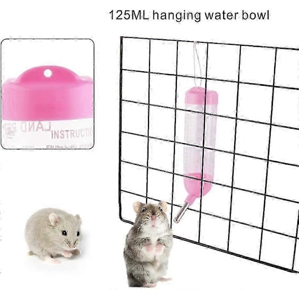 Hamster Vattenflaska med Skål Vattenflaska Bra för Små Djur Gnagare 125ml blå