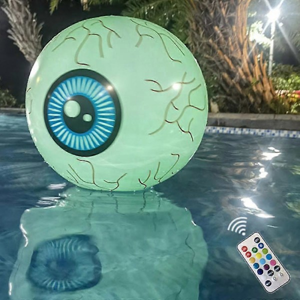 Halloween Oppblåsbar Øyeball Fargerik LED Lys Ballong Med Fjernkontroll Fargeskiftende Spøkelsesøyeball Hage Plen Party Dekor Forsyninger