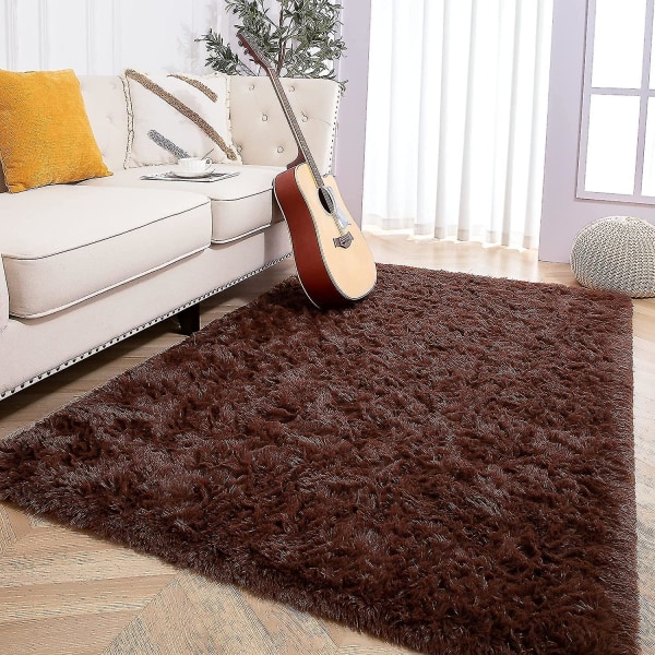 Tflycq Soft Fluffy Area Mattor För Sovrum Barnrum Plysch Shaggy Nursery Matta Furry Throw Mattor För Pojkar Flickor, College Sovsal Fuzzy Mattor Vardagsrum Ho Coffee 4 * 5.2 Feet