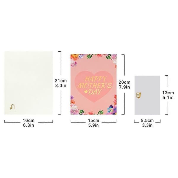 Vakre morsdagskort Skrivbart kort Blomsterdesign Feriehilsen Takk Velsignelse 3D Pop-Up Design E