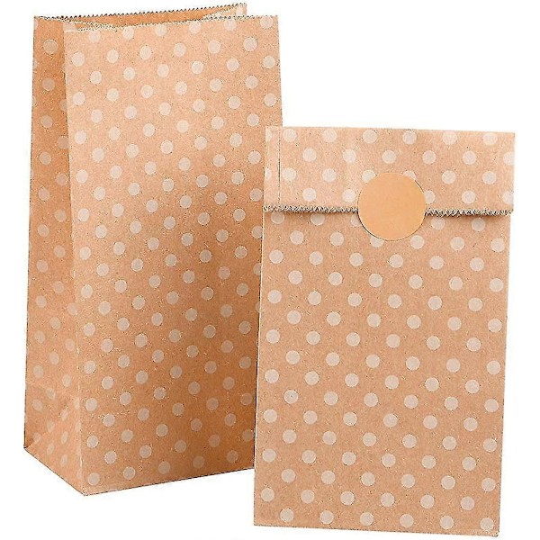 10 Stykker Mini Brune Polkadot Kraftpapirposer Godteri Gave Bryllup Bursdagsfest