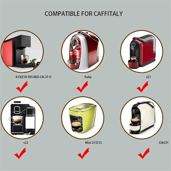 6 kpl Uudelleenkäytettäviä kahvisuodatinkapseleita Caffitaly S21 S22 -malleille, täytettävät elintarvikelaatuiset muoviset kahvikapselit