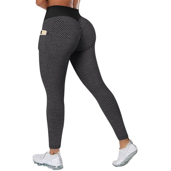 Tflycq Womens Stretch Yoga Leggings Fitness Løbe Gym Sport Aktive bukser i fuld længde Black L