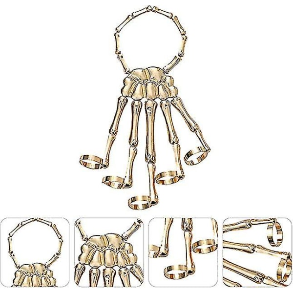 Snabb frakt Skelett Handarmband Legering Ghost Claw Armring Överdriven Gotisk Fingerring Cosplay Kostym För Män Kvinnor Gold