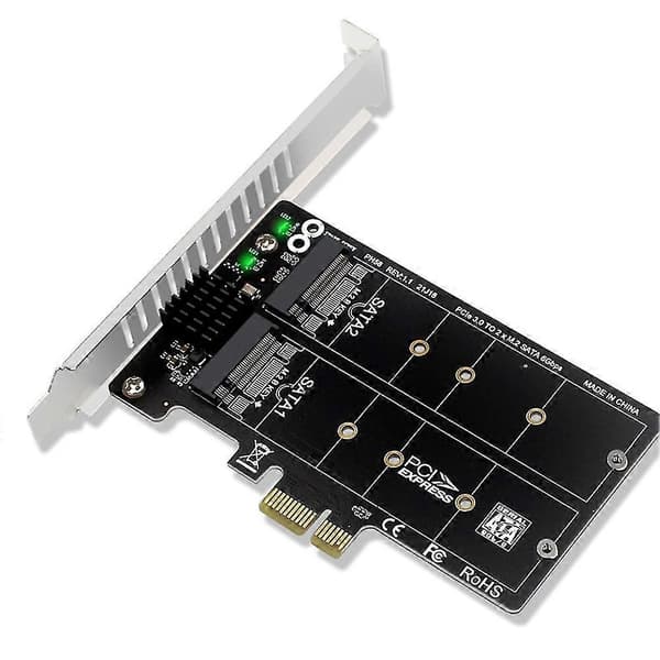 PH58 2 x M2 SATA til PCIE Adapterkort Dobbel Disk Displaykort RAID Splitter Utvidelseskort PCIe X1 til NGFF M2 SATA SSD
