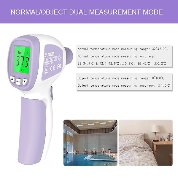 LCD Digital IR Termometer Beröringsfri Infraröd Panntermometer Febertermometer Dubbelläge Tem