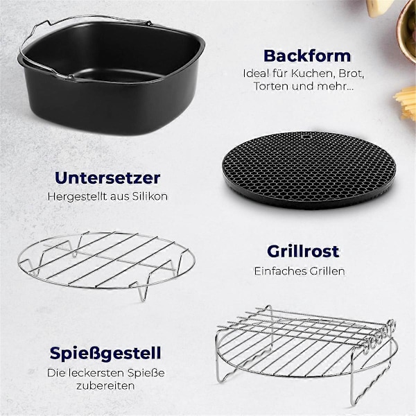 Fyrkantiga Air Fryer Tillbehör 9 Tum, för Tower Etc 5.6-8.3L Deep Basket Airfryer
