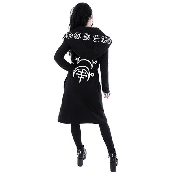 Kvinner Gothic Stilig punk hette løs jakke Yttertøy Langermet åpen frontfrakk Halloween 3XL