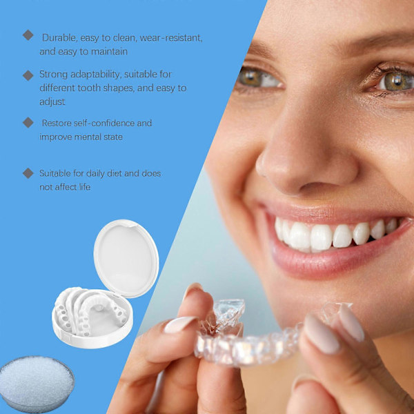 Justerbara Flex SmileTeeth, Formbara Falska Tänder för Vackert Leende, Naturliga och Bekväma