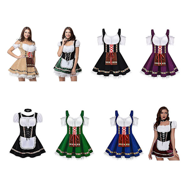 Rask levering 2023 Beste Oktoberfest-kostyme for kvinner Tysk bayersk Dirndl Ølpike Fancy Dress S - 4xl Black 3XL