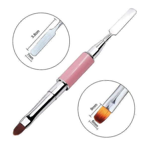 Dubbelsidig Polygel Borste Pick, 2 i 1 Design Polygel Borste Rosa