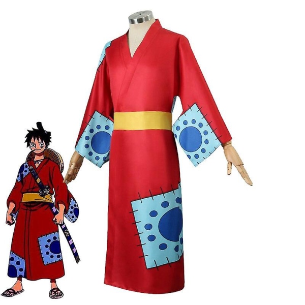 Anime One Piece Cos Stråhatt Gutt Luffy Zoro Trafalgar Ronami Cosplay Kostyme Kimono Set Jul Halloween Comic Con Suit S