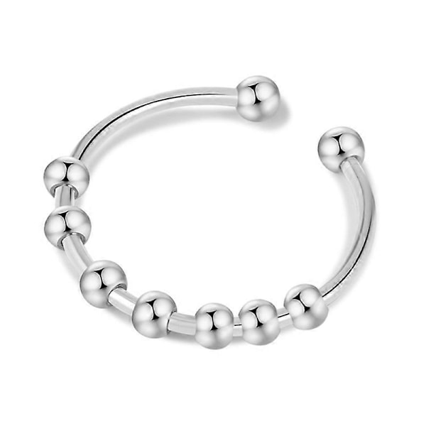 Angstring Sølv Lindre Fidget Spinner Bekymringsperler Meditation Justerbar