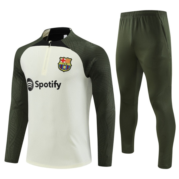 Sesong 23-24 Barcelona langermet halvtrekksdress for voksne fotballdrakt treningsdress langermet dress off white XXL