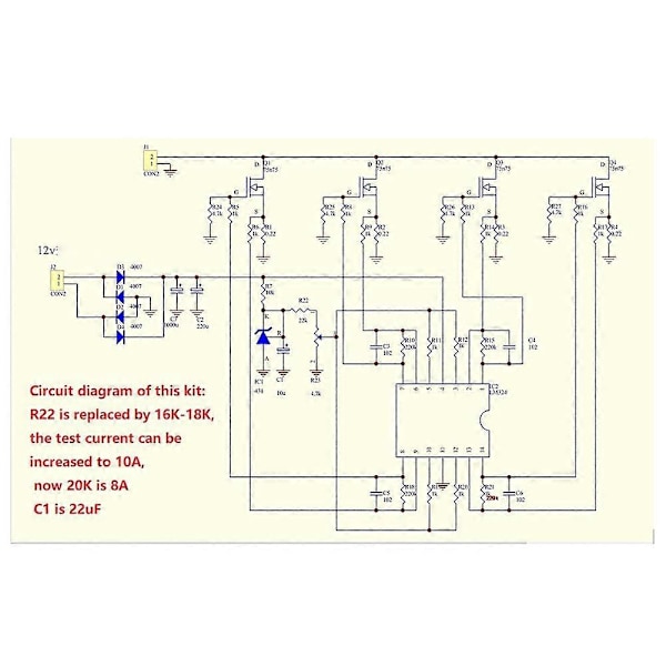 DIY-kit 150W 10A Batterikapacitetstestare Justerbar Konstant Ström Elektronisk Last Urladdningstest