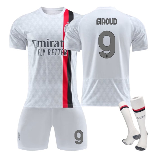 23-24 sæson AC Milan udebanetrøje nr. 9 Giroud nr. 11 Ibrahimovic fodbolddragt NO.9 GIROUD L