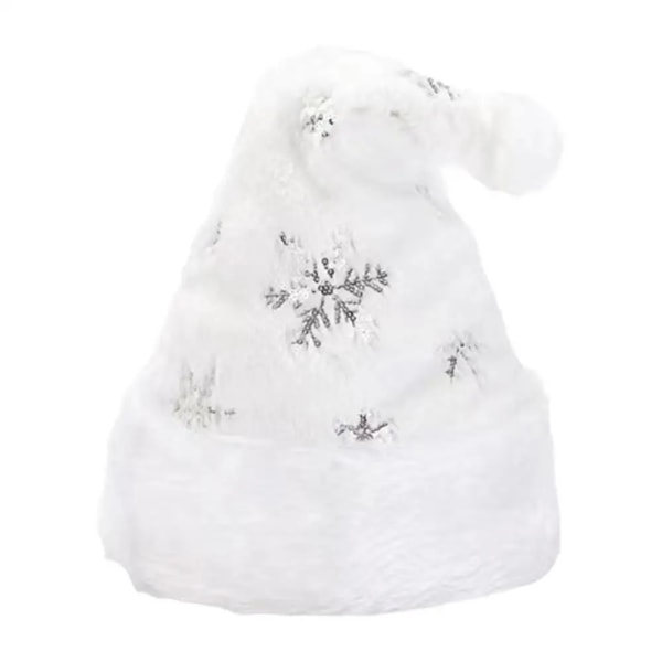 Jultomtehatt Paljettbroderi Snöflinga Plysch Juldekoration Semestertillbehör Festpresent Unisex Xmas Kepsar Silver