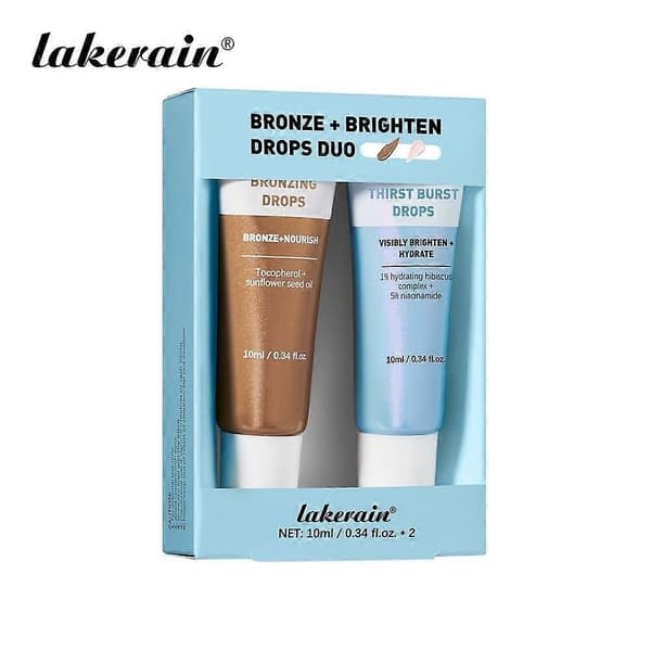 Bronzing Drops & Thirst Burst Drops Duo, Nourish Cream Bronzer Drop, Brighten Thirst Burst Hydration drops, Sunless Tanning For Sunkissed Glow, Hyalur