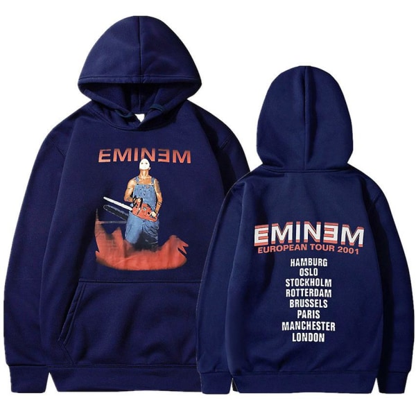 Eminem Anger Management Tour 2002 Hættetrøje Vintage Harajuku Funny Rick Sweatshirts Langærmede Mænd Kvinder Pullover Mode Navy M