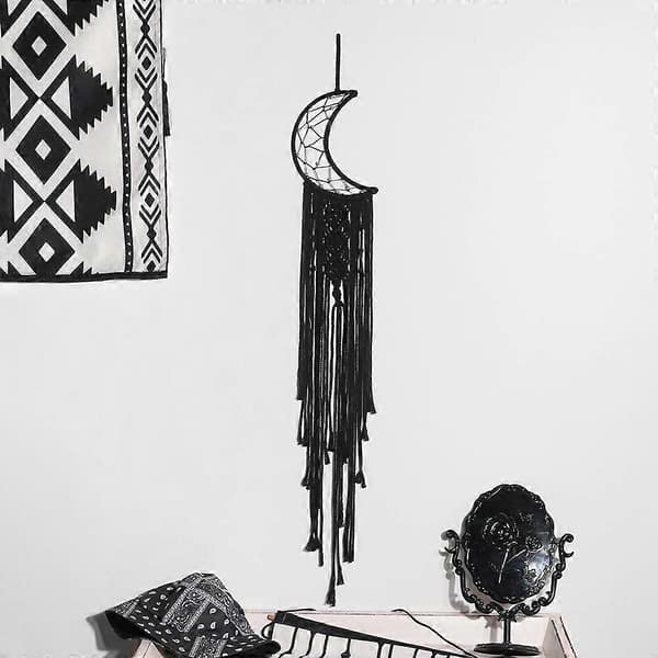 Sort Stjerne Drømmefanger - Håndlavet Macrame