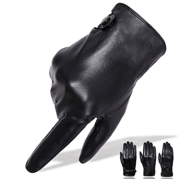 Evago Vintervarma plyschhandskar för män och kvinnor i äkta lammskinn Full Palm Touchscreen D FOR MEN XL