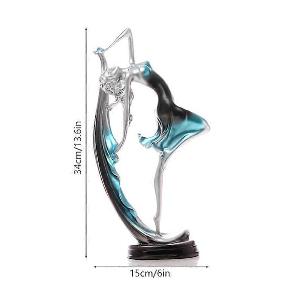Kvinna Resin Figurin Matbordsdekoration Vacker Flicka Fin Staty Modern Heminredning Blå