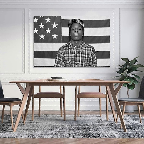 A-AP Rocky ASAP Amerikansk Flagga Rap Rappare Motiverande Inspirerande Kontor Gym Vägg Sovsal Dekor 3x5ft Flagga Endast Sömnad