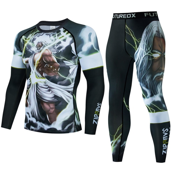 Herre Muay Thai Menn MMA Kickboksing Sportsdrakt BJJ Rashguard T-skjorter Rash Guard Fitness Treningsdrakt Boksedrakt Løpesett 47 Sets 3XL